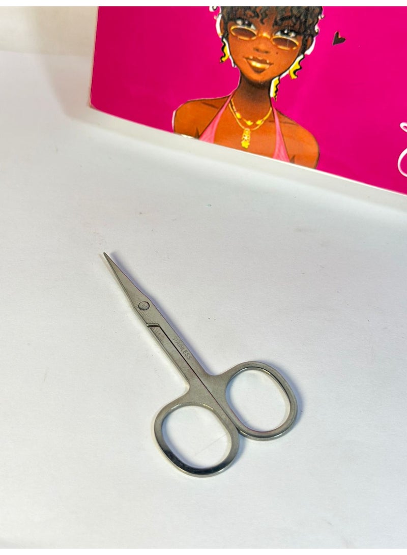 Stainless Steel Scissors with Sharp Curved Blades for Eyebrows, Facial Hair, False Eyelashes 1PC - Image 3